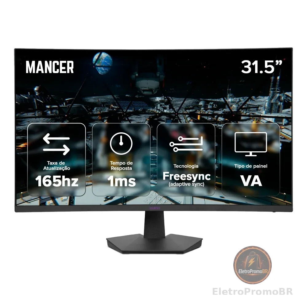 Monitor Gamer Mancer Valak UZ3, 31.5 Pol, VA, Curvo, FHD, 1ms, 165Hz, HDMI/DP, MCR-VLKUZ3-BL01