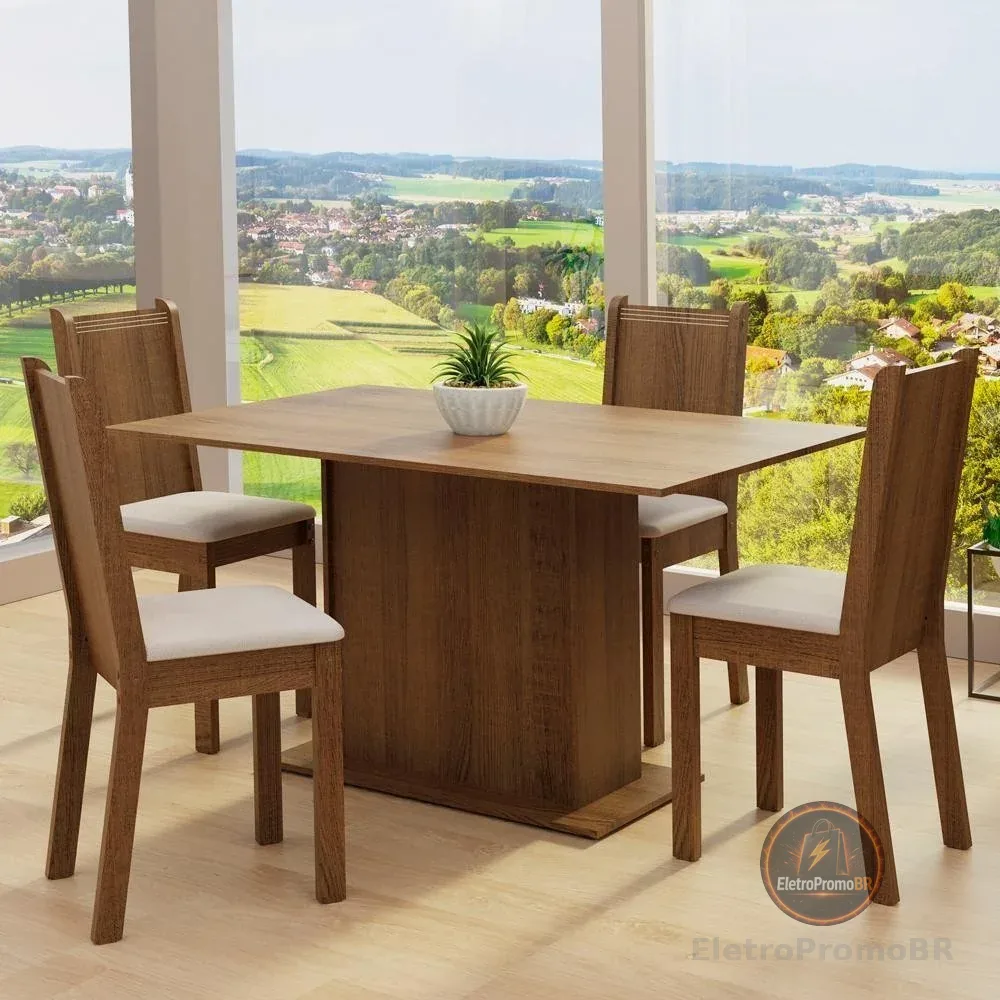 Conjunto Sala de Jantar Luana Mesa 4 Cadeiras Madesa