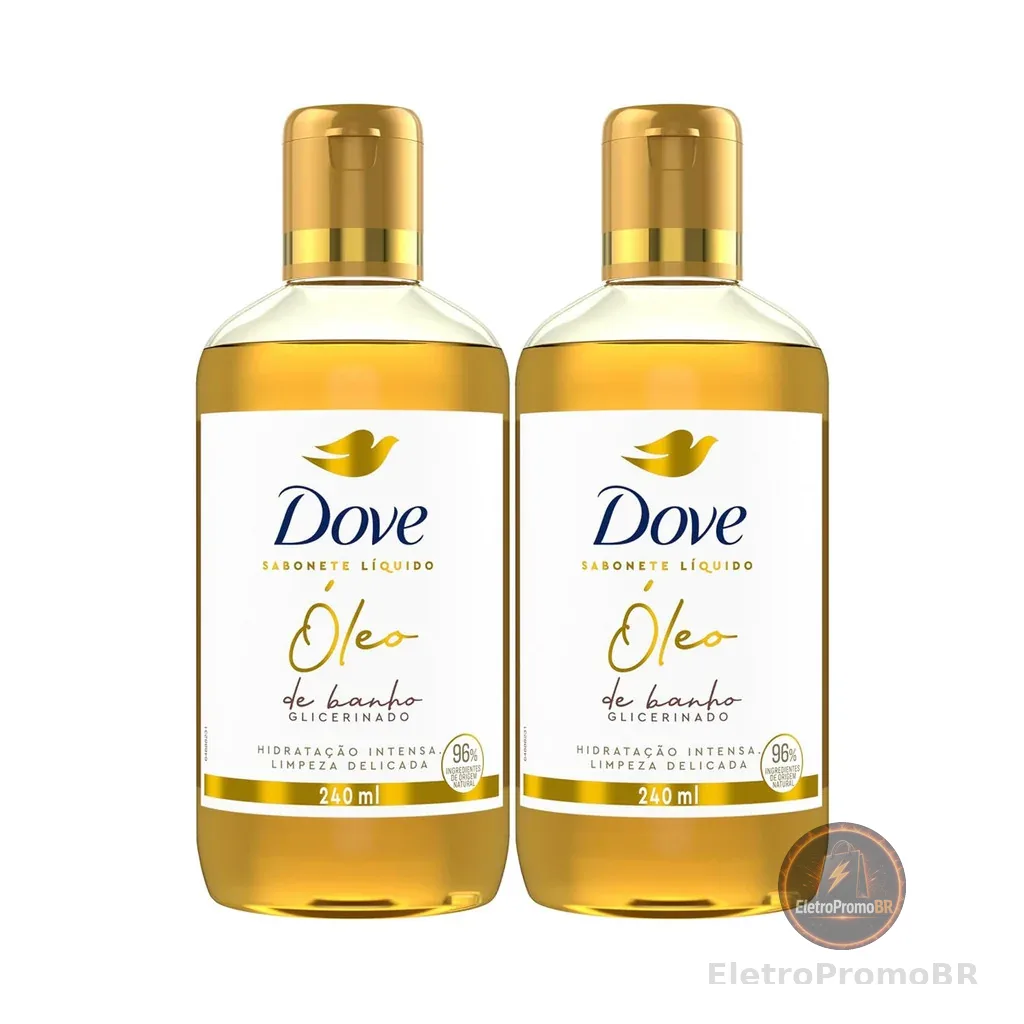 KIT C/2 SABONETE LIQUÍDO ÓLEO DE BANHO GLICERINADO 240ML DOVE