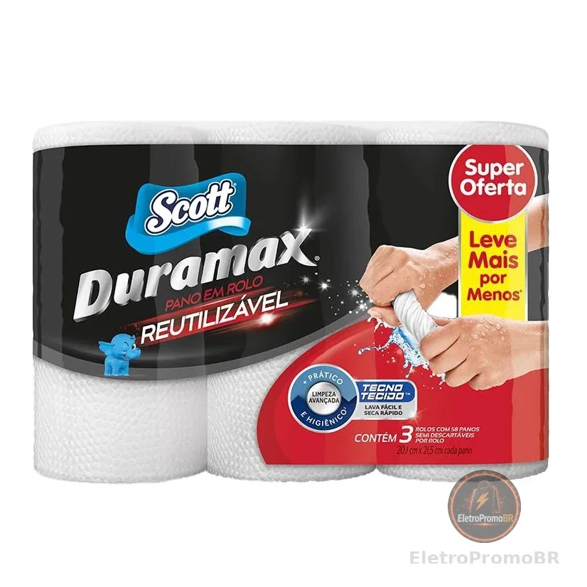 Pano Reutilizável Scott Duramax Kit 3 Unidade Branco