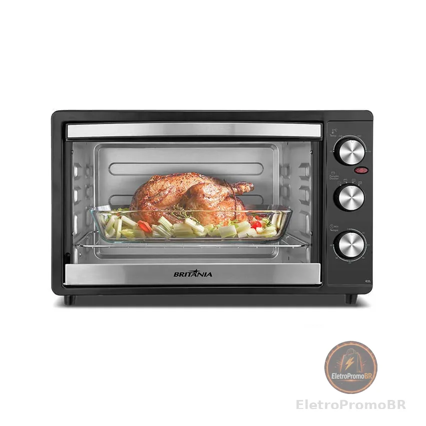 Forno Elétrico Britânia 43L Preto Dupla Resistência BFE43