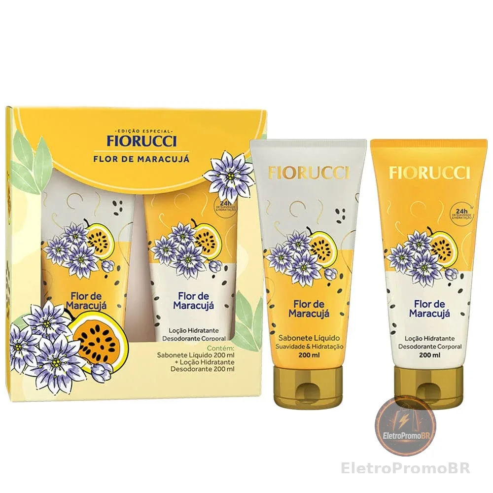 FIORUCCI Kit Sabonete Líquido 200ml + Loção Hid. 200ml FLOR DE MARACUJA