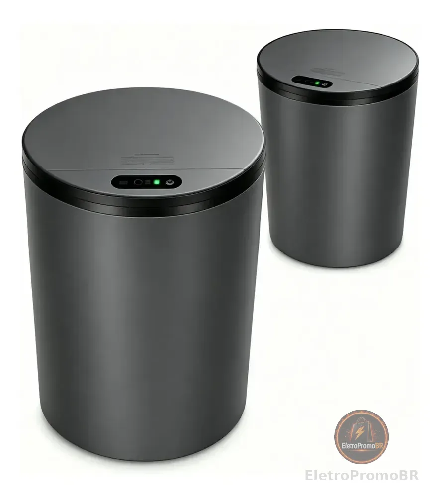 Lixeira Inteligente 16 Litros Com Sensor Automático Para Banheiro e Cozinha Cinza