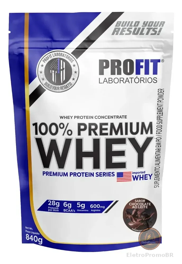 Whey Protein 100% Concentrado Premium 840g Profit Sabor Chocolate