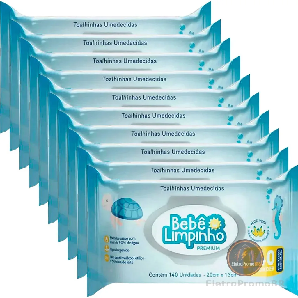 kit 1400 Toalhas Umedecidas Bebê Limpinho Premium
