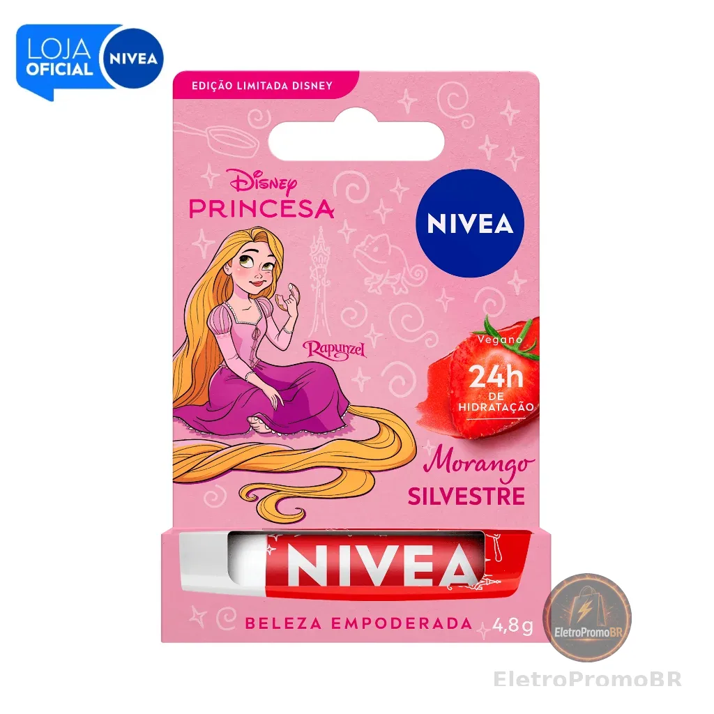 NIVEA Hidratante Labial Morango Silvestre Ed. Limitada Rapunzel Disney® Princesa 4,8g