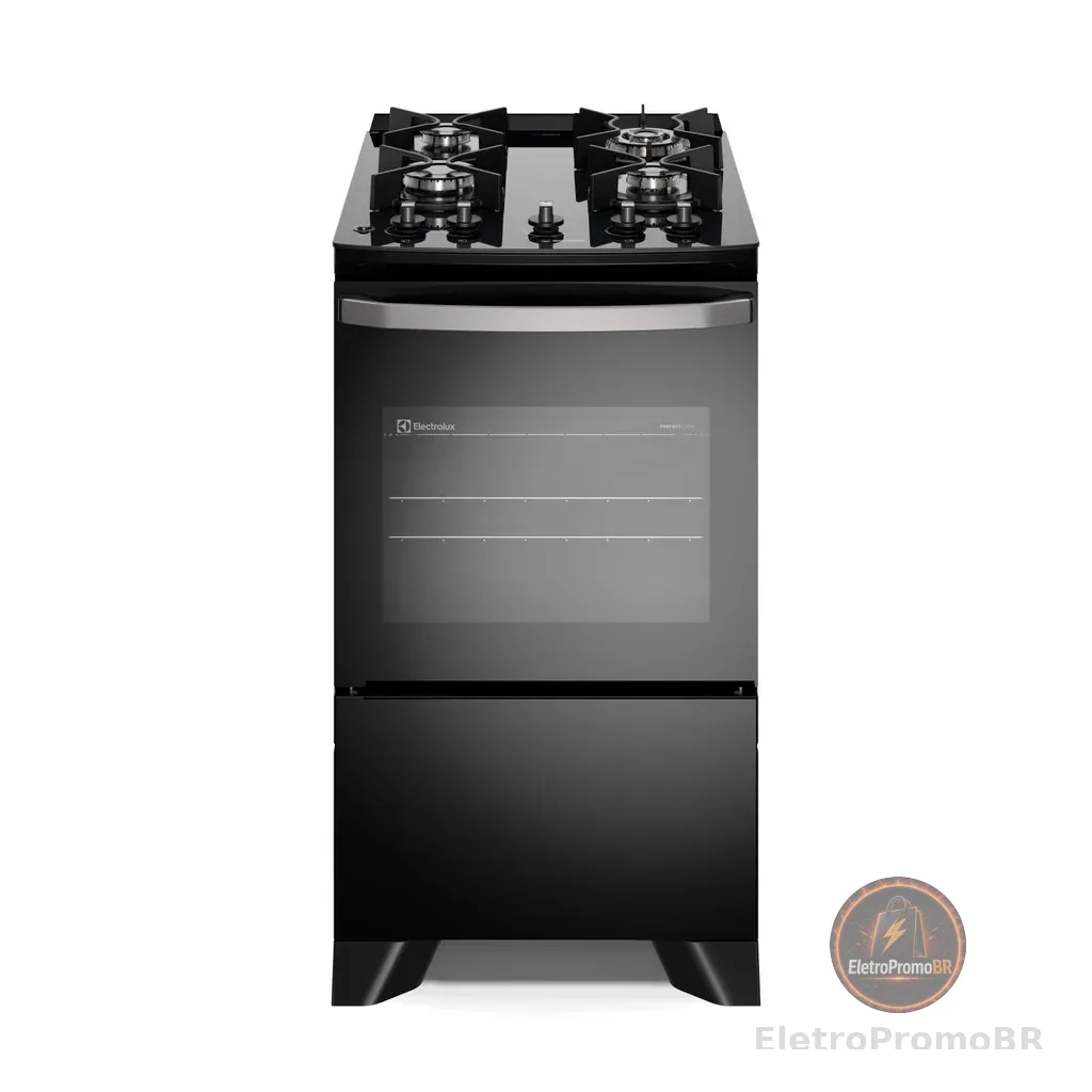 Fogão 4 bocas Electrolux Preto Efficient Mesa Vidro, Tripla Chama e PerfectCook (FE4GB)