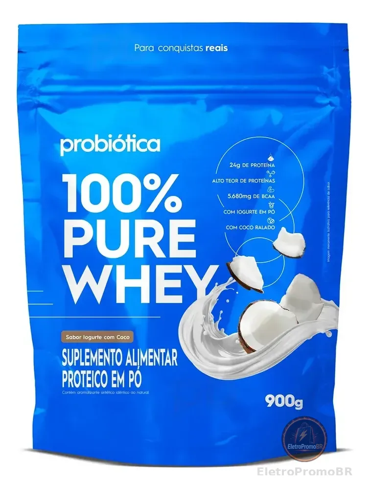 100% Pure Whey Iogurte com Coco Whey Concentrado 900g Probiótica