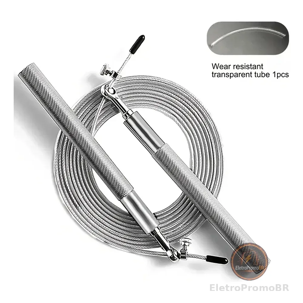 Corda De Pular Crossfit Speed Rope Rolamento 3m Cabo De Aço Cor Prateado