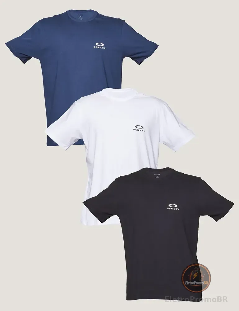 Kit 3 Camisetas Oakley Masculino Misselaneous Ellipse Misselaneous Logomarca G Liso