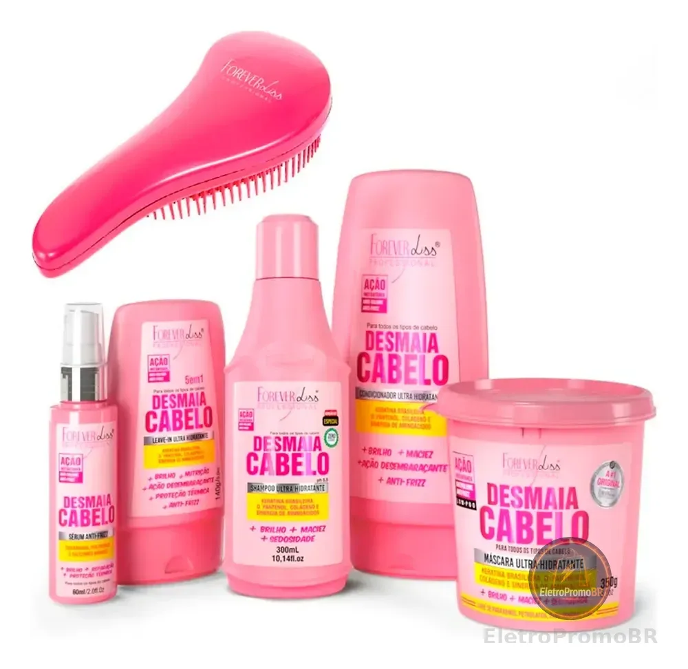Kit Desmaia Cabelo Completo Forever Liss E Escova P/ Cabelo