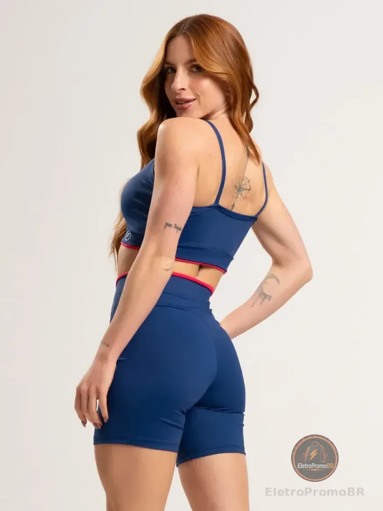 Conjunto Academia Element Poliamida Short E Top Azul-marinho M