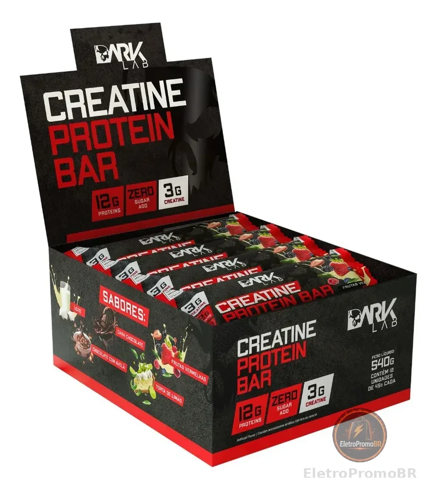 Creatine Protein Bar 12 Un 45g Dark Lab Sabor Frutas vermelhas