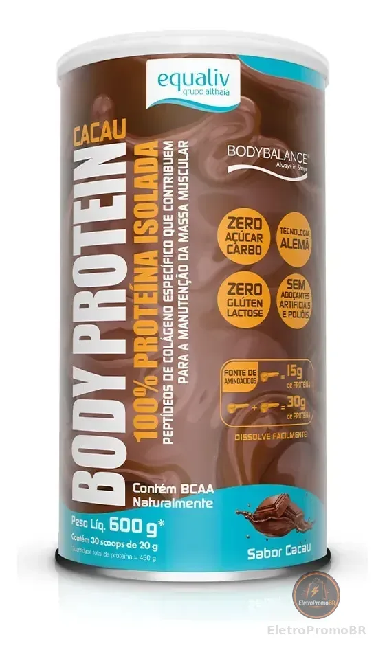 Body Proteina Equaliv 600g Cacau. Sabor Cacau