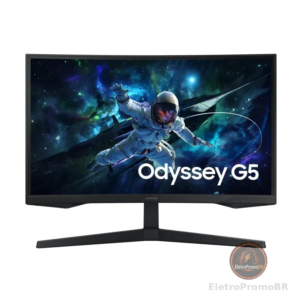 Monitor Gamer Samsung Odyssey G5 27, Resolução QHD, Taxa de atualização de 165Hz & 1ms de tempo de resposta (MPRT), Curvatura com 1000R, HDR 10, AMD FreeSync, Eye Saver Mode & Flicker Free Mode