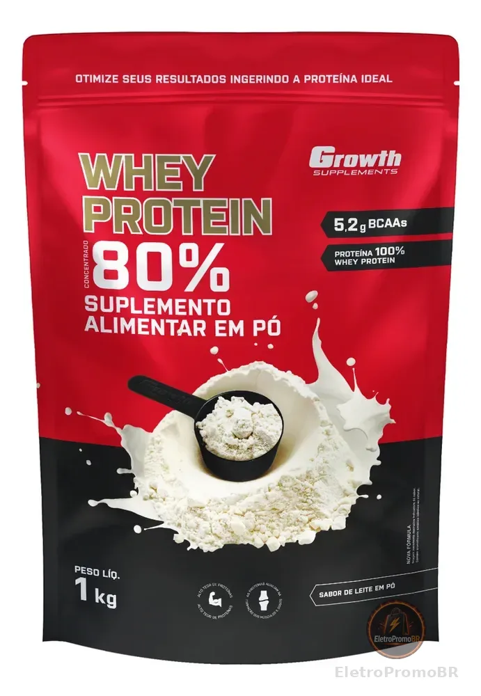 Whey Protein Concentrado 1kg Growth Supplements - Leite em Pó
