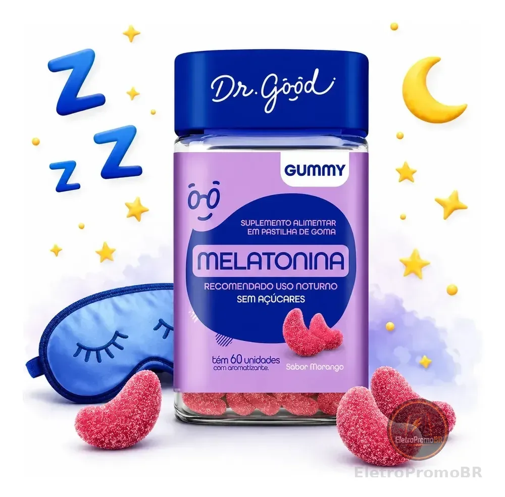 Melatonina em Goma Sabor Morango 60 unid. Dr, Good Fini