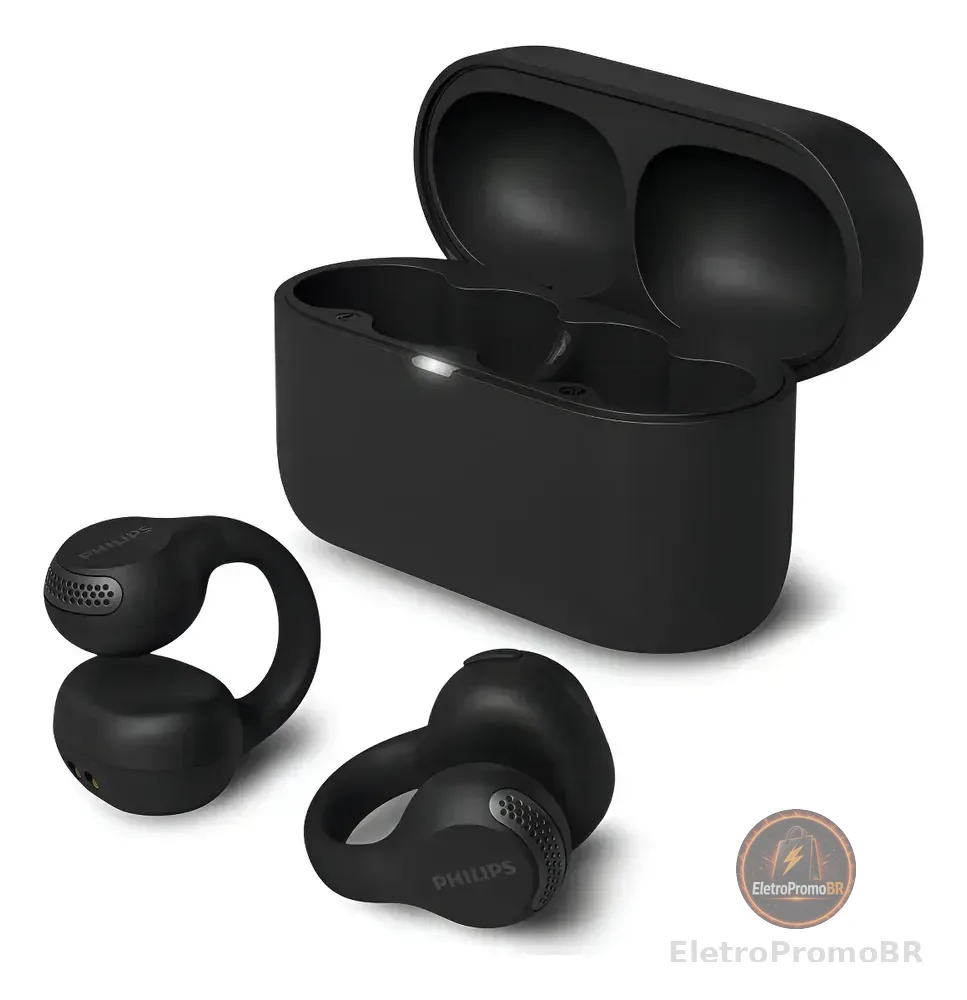 Fone De Ouvido Philips Sem Fio Tws Taq2000 Preto C/ Nfe Preto