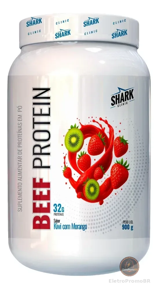 Suplemento Carne Bovina Beef Lactose 900g Morango C/kiwi Shark Pro