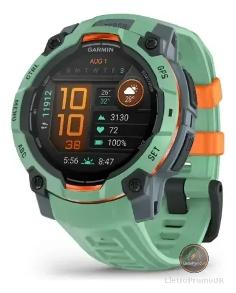 Relógio Garmin Monitor Cardíaco Instinct 3 Amoled Neo Tropical 45mm