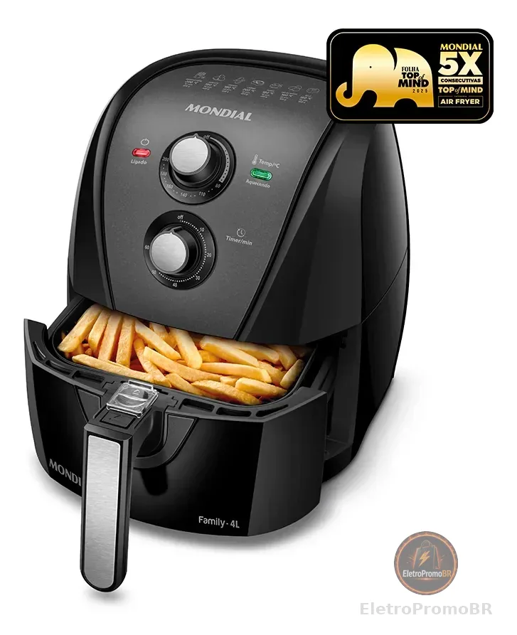 Fritadeira sem óleo air fryer 4L Mondial 1500W AFN-40-BFT