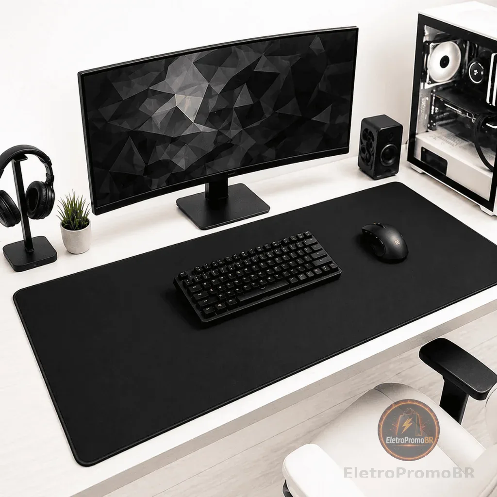 Mousepad Gamer Preto Sem Desenho Extra Grande 90 X 40 Cm