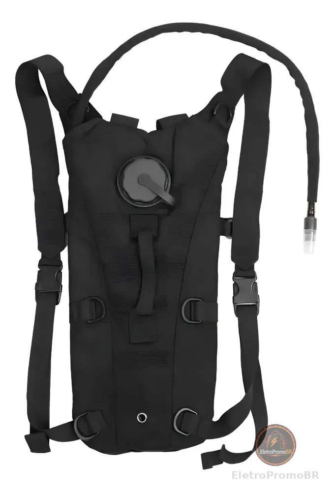 Mochila Hidratação Tática Com Refil D'água 3 Litros Bicicleta Térmica Bike Ciclismo Trilha Corrida Tumblr Cor Preto