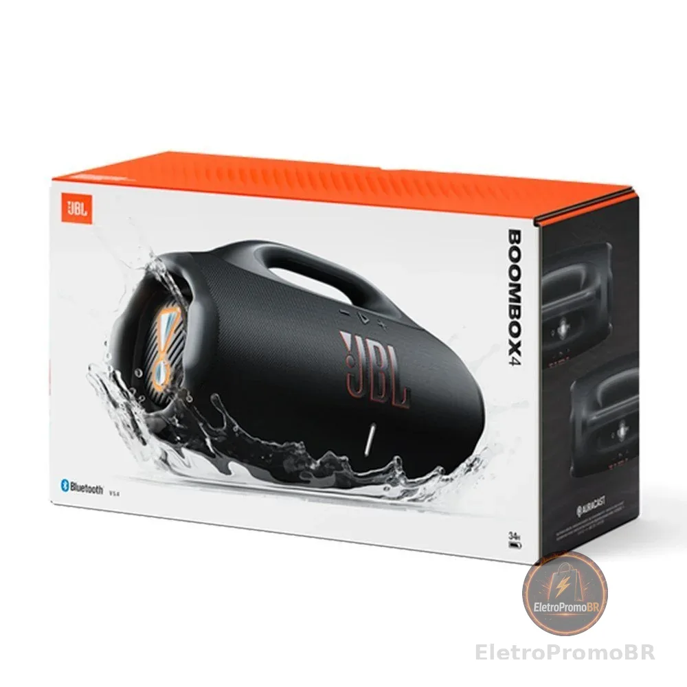 Caixa de Som Bluetooth JBL Boombox 4, com Auracast, IP68 Bivolt Preta