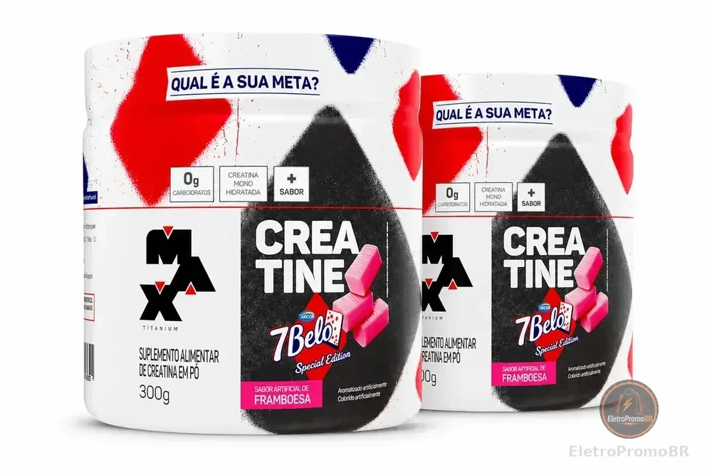 Creatina 7 Belo 300g Creatina Monohidratada Sabor Framboesa Kit 2 Força Energia Alta Performance Treino