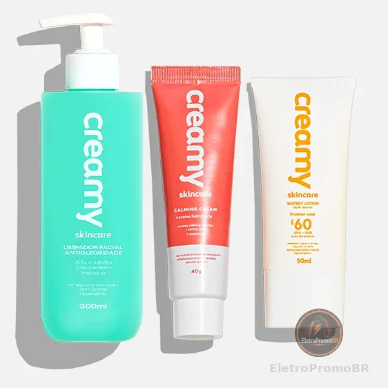 Kit Antioleosidade - Limpador Facial, Gel Creme Hidratante Facial Calming Cream, Protetor Solar FPS 60