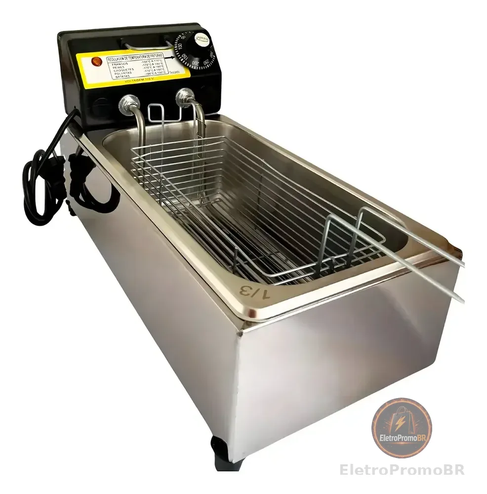 Fritadeira Industrial 2L Aço Inox Controle Temperatura
