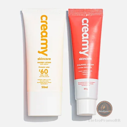 Kit Duo Protetor Solar FPS60 + Gel Creme Hidratante Facial Calming Cream - Creamy Skincare