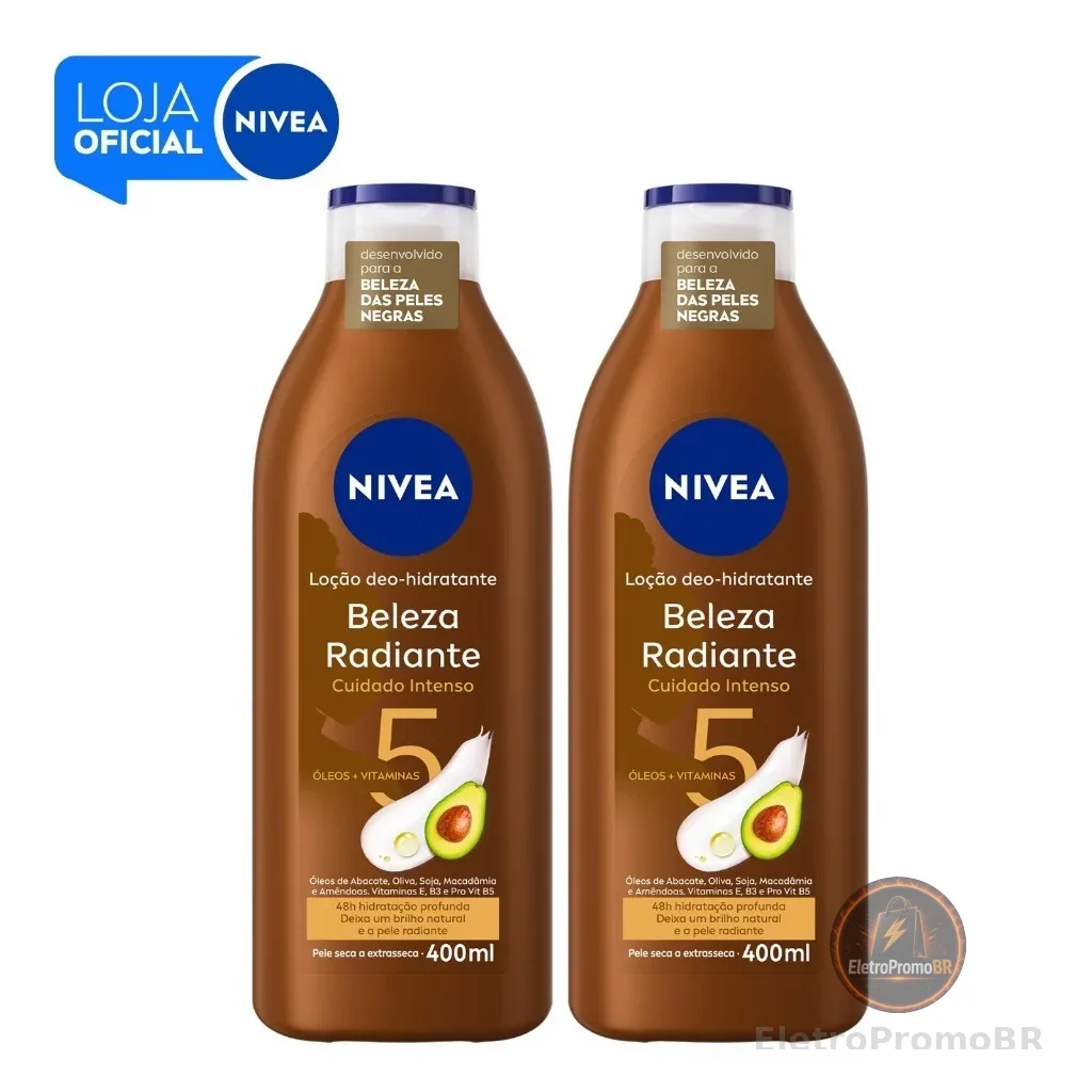 KIT NIVEA Hidratante Desodorante Beleza Radiante Cuidado Intenso 400ml - 2 Unidades