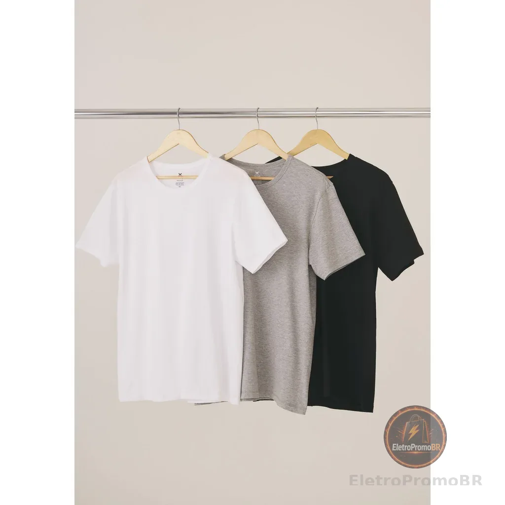 Kit Com 3 Camisetas Masculinas Básicas Slim Hering