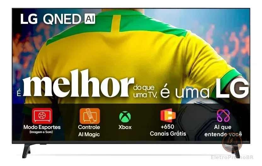 Smart TV 4K 50" LG QNED73 Portal de Games Processador AI α7 Ger8 4K Super Upscaling Google Cast Integrado Controle AI Magic WebOS 25 Modo Esportes Alerta de Esportes