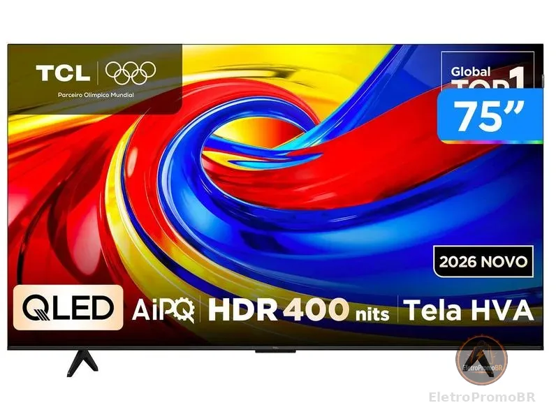Smart TV 75" TCL 4K UHD QLED 75P7L Google TV 2026