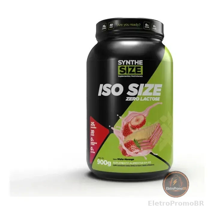 Iso Size Zero Lactose 900g Whey Isolado - Synthesize Sabor Wafer Morango Wafer De Morango