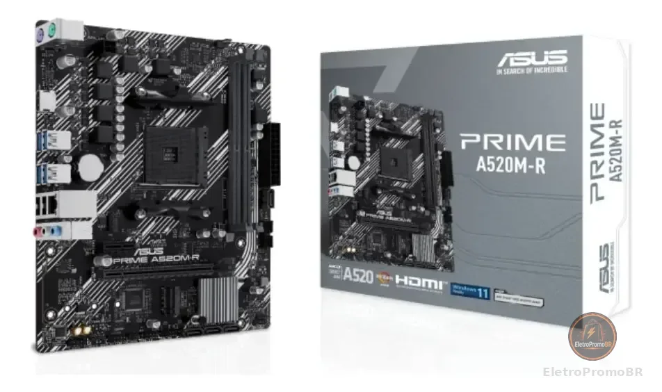 Placa Mãe Asus Prime A520m-r Am4 Ddr4 Micro-atx Preto