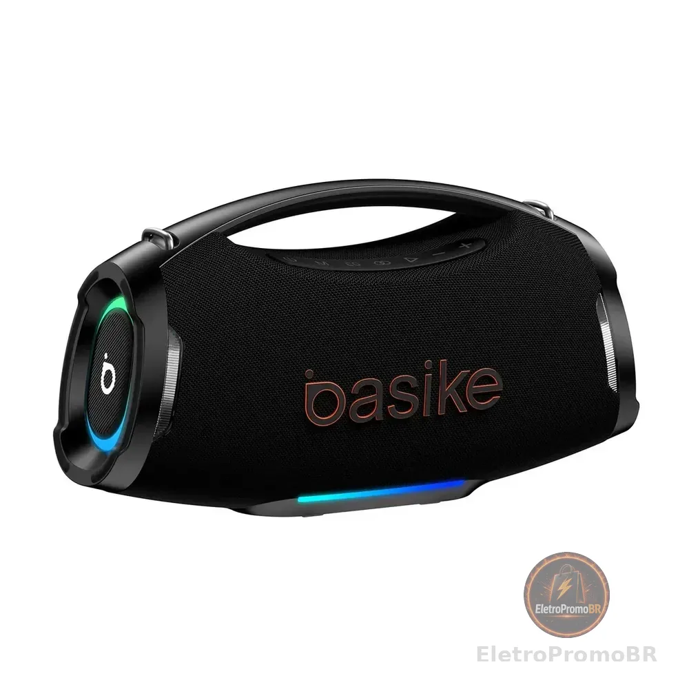 Caixa de Som Portátil Basike Bluetooth 200W Com Graves Reforçados e À Prova D'Água