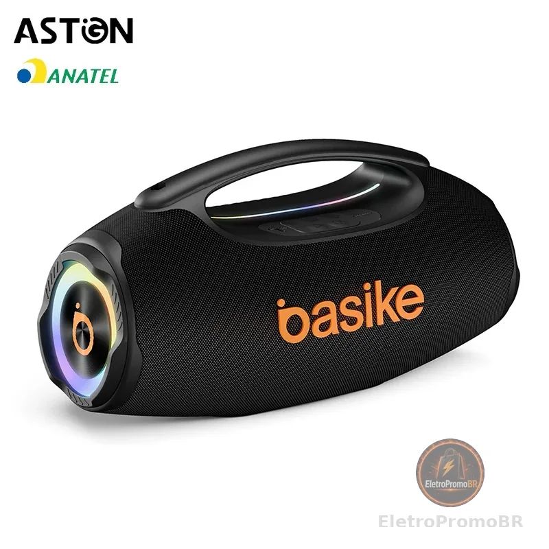Astgn X Basike Caixa de Som Bluetooth Estéreo  80W Potente IPX6 TWS RGB