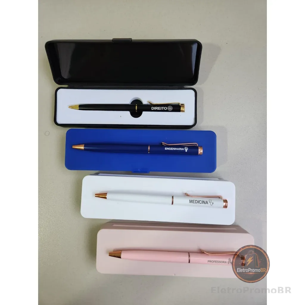 Caneta Personalizada Nome ou Profissão Com Estojo Cores
