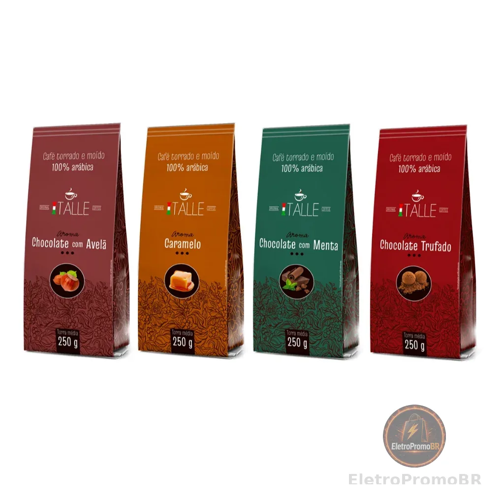Kit 4 Cafés Torrado E Moído Aromatizados - Todos os Aromas