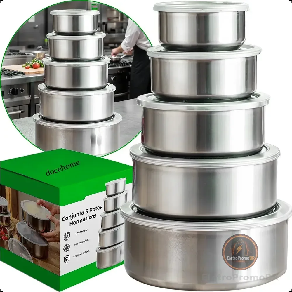 Conjunto De 5 Tigelas De Cozinha Tigela De Inox Bowl Vasilha Inox