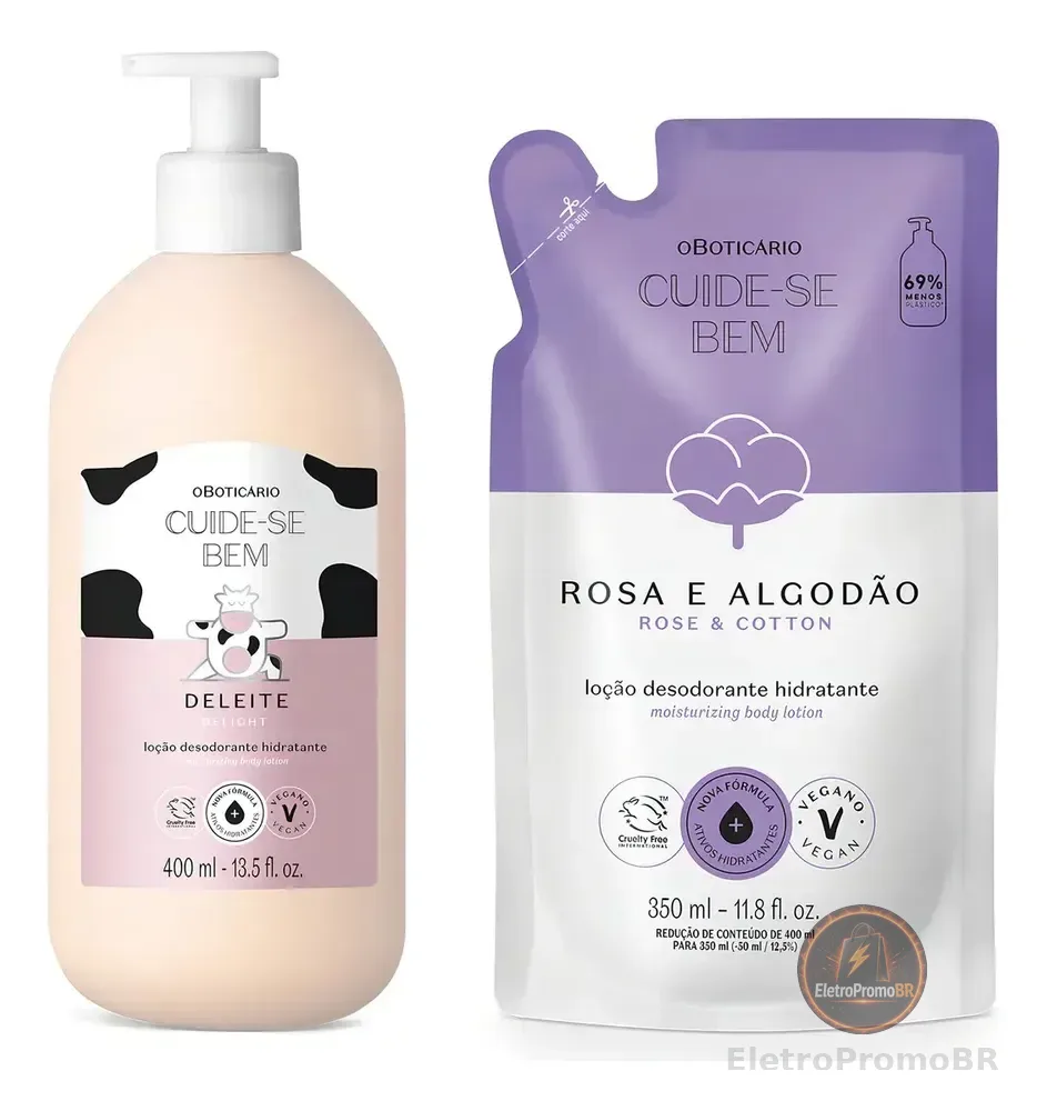 Combo Cuide-se Bem: Loção Corporal Deleite 400ml + Refil Ros
