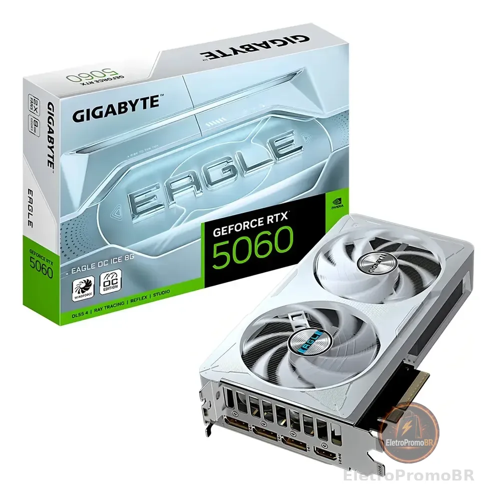 Placa De Vídeo Gigabyte Rtx 5060 Eagle Ice Oc 8gb Gdrr7 128b