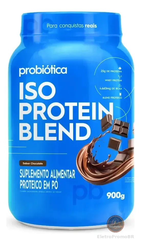 Whey Protein 900g Iso Blend Protein Probiótica Chocolate Blend de Proteínas