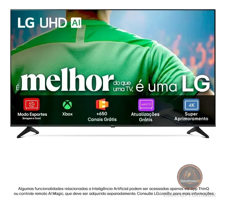 Smart TV LG UHD AI UA75 65 polegadas HDR10 Pro Processador α7 AI Ger8 webOS 25