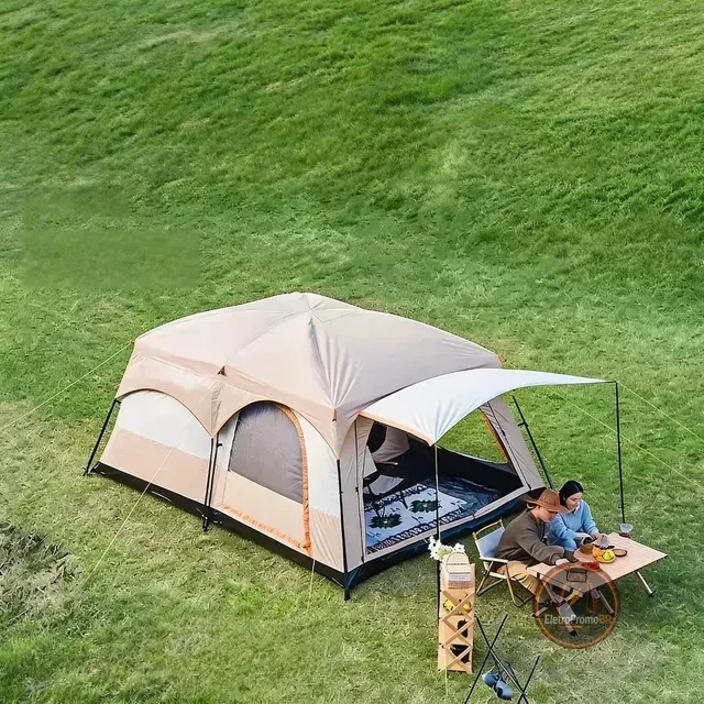Barraca De Camping Luxo 2 Quartos Para 8-12 Pessoas