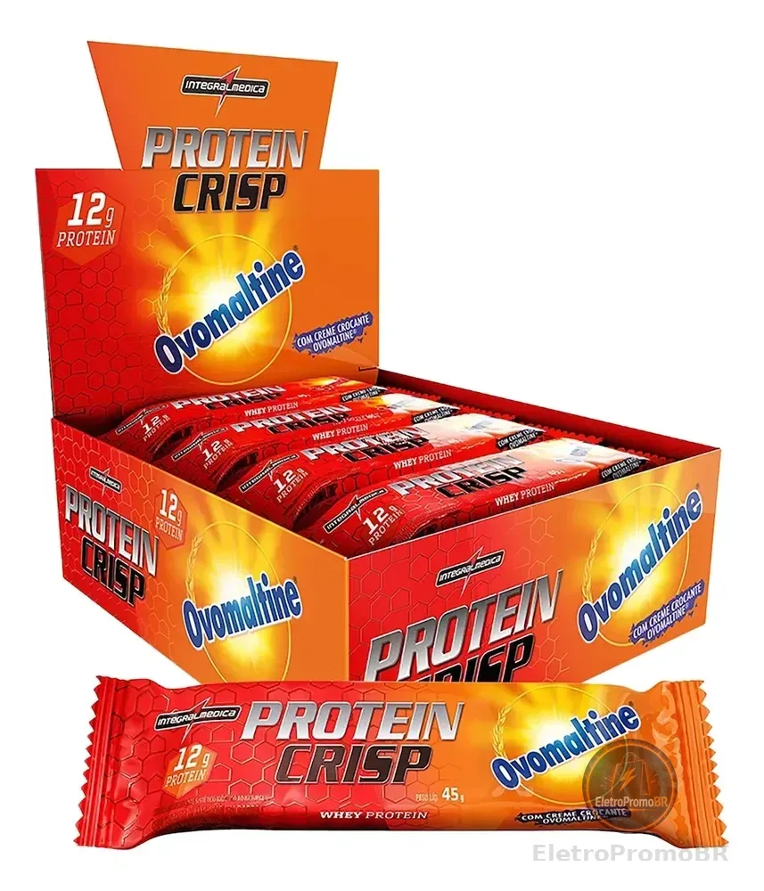 Caixa Barra De Proteína 45g Integralmédica Protein Crispbar  Ovomaltine