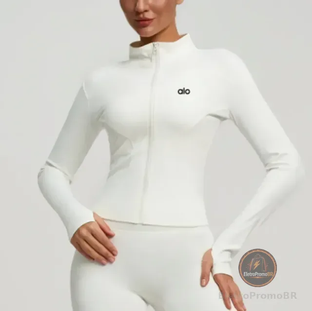 Jaqueta Yoga Alo Feminina Fitness Com Zíper